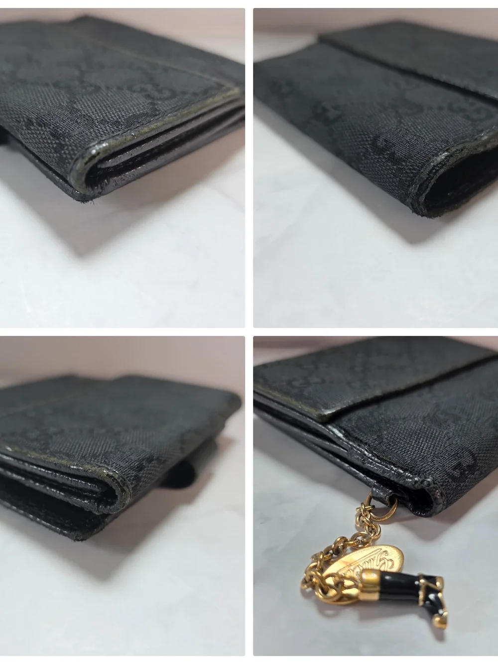 Authentic Gucci GG Canvas French Wallet w/ Signature Boot Charm | Black - Picture 4 of 9